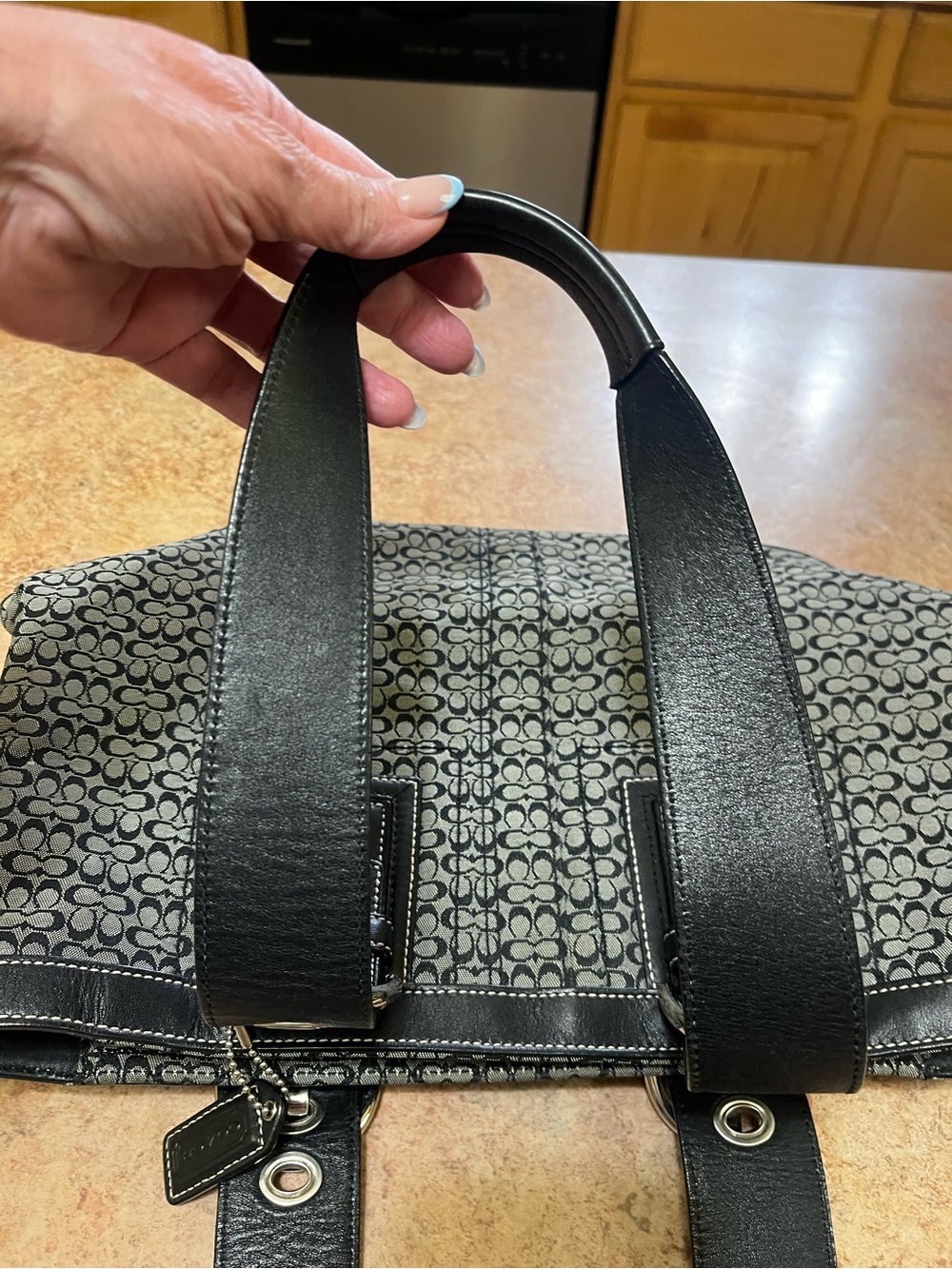 Coach  Black and Gray Signature Tote with Matching Wallet - Picture 8 of 16